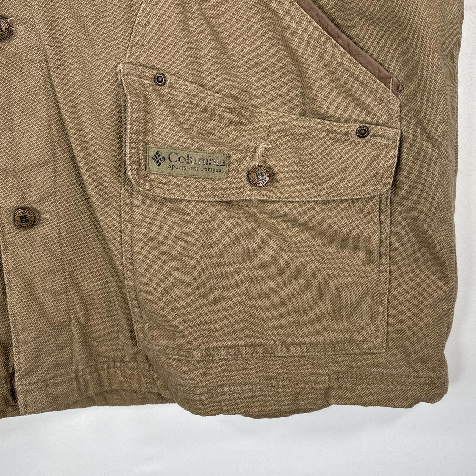 古着 ダック ハンティングジャケット 襟レザー 刺繍 裏地チェク柄 ビッグサイズ XL ブラウン メンズ 古着 ダック ハンティングジャケット 襟レザー 刺繍 裏地チェク柄 ビッグサイズ XL ブラウン メンズ