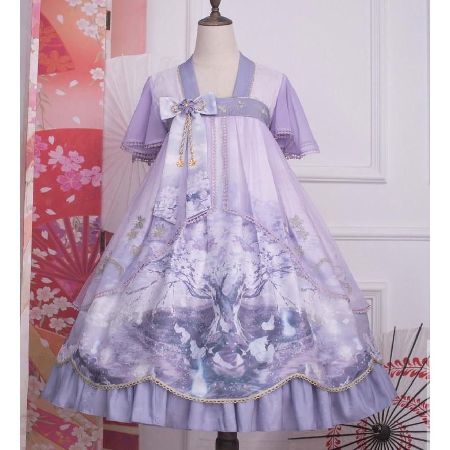 中華ロリータ 桜 幻想的 ゆめかわいい ロリィタ ワンピース コスプレ アイドル チャイナドレス 衣装 長袖 半袖 漢服