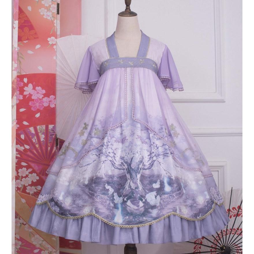 中華ロリータ 桜 幻想的 ゆめかわいい ロリィタ ワンピース コスプレ アイドル チャイナドレス 衣装 長袖 半袖 漢服