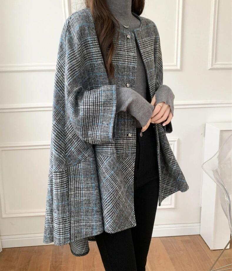 Hot!!!新発売 チェック柄 ポンチョコート レディース マントコート イギリス風 ドルマンスリーブ Hot!!!新発売 チェック柄 ポンチョコート レディース マントコート イギリス風 ドルマンスリーブ