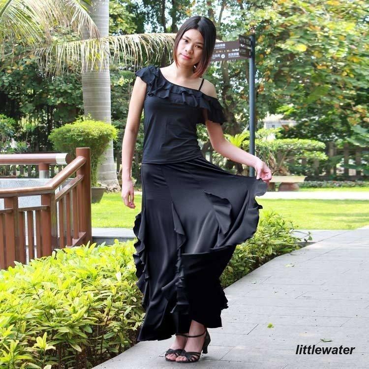 レディース ダンス用ロングスカート ダンス衣装 ロング丈 マキシ丈 フレアスカート サーキュラースカート ふんわり シフォン ダンスウエア ダンスウェ