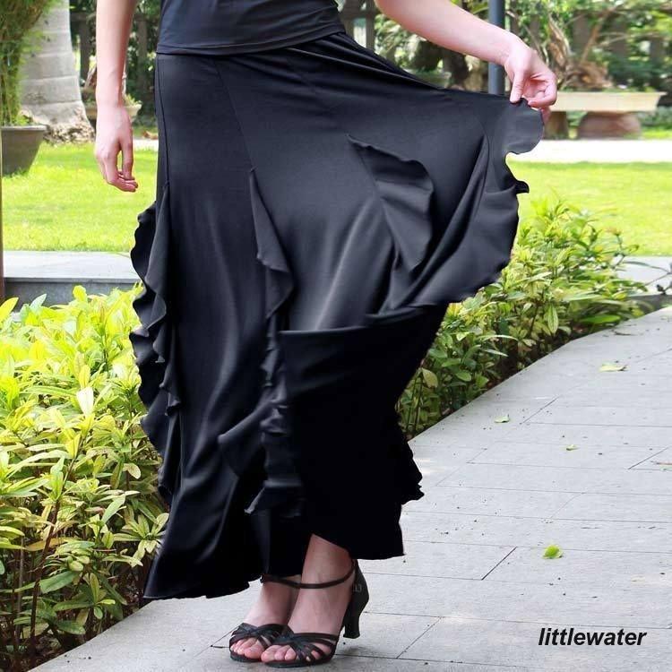 レディース ダンス用ロングスカート ダンス衣装 ロング丈 マキシ丈 フレアスカート サーキュラースカート ふんわり シフォン ダンスウエア ダンスウェ