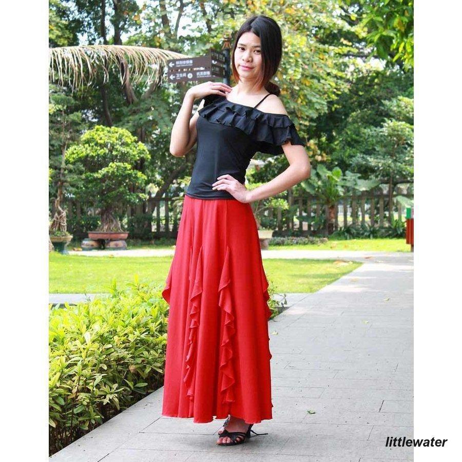 レディース ダンス用ロングスカート ダンス衣装 ロング丈 マキシ丈 フレアスカート サーキュラースカート ふんわり シフォン ダンスウエア ダンスウェ