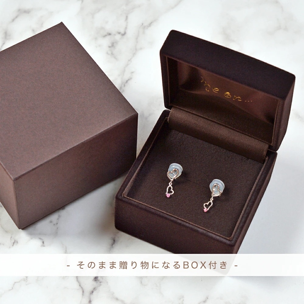 me on 誕生石 ダブルハート イヤリング K10WG ロジウムコーティング プラチナ仕上げ me on 誕生石 ダブルハート イヤリング K10WG ロジウムコーティング プラチナ仕上げ