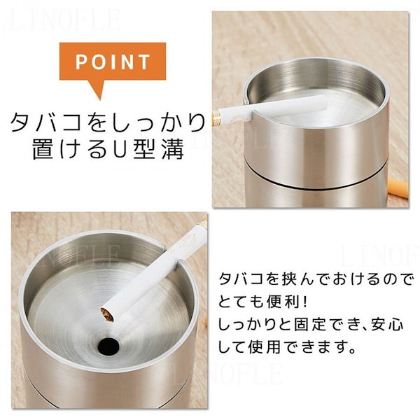 Qoo10] ステンレス灰皿大きめ車用室内屋外蓋付き大