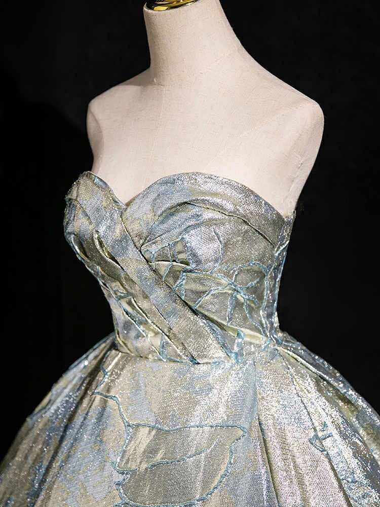 カラードレス ロングドレス パーティードレス シルバー 華やか ビスチェ ベアトップ 花柄 ウェディングドレス ウエディングドレス 結婚式 二次会 花嫁 前撮り 演奏会 発表会 カクテルドレス 披露宴