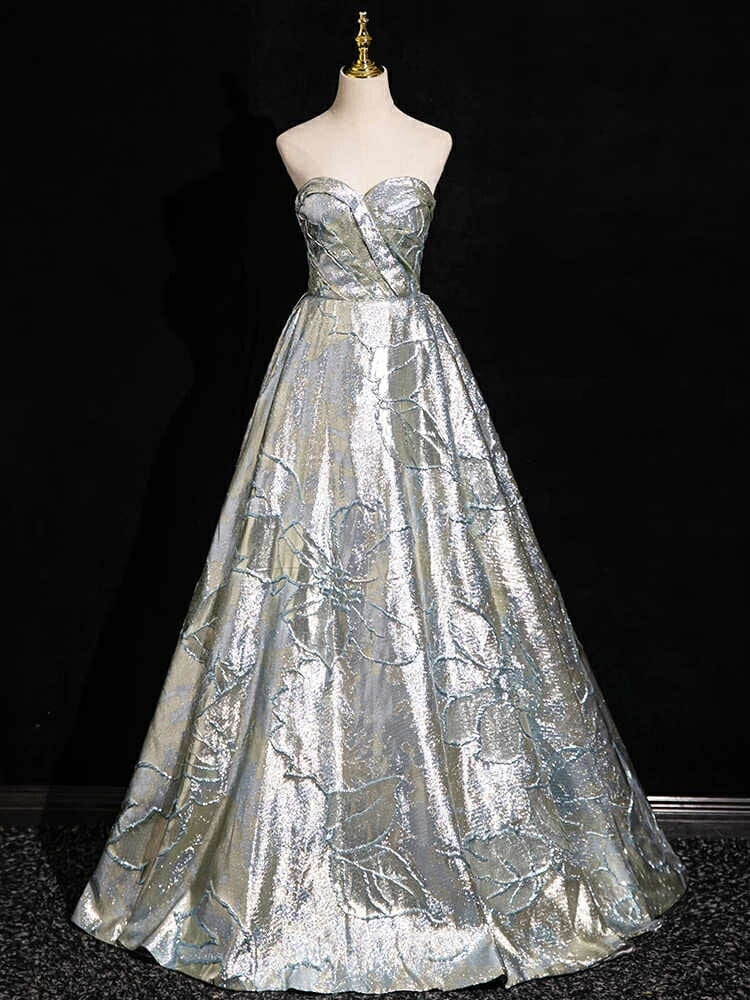 カラードレス ロングドレス パーティードレス シルバー 華やか ビスチェ ベアトップ 花柄 ウェディングドレス ウエディングドレス 結婚式 二次会 花嫁 前撮り 演奏会 発表会 カクテルドレス 披露宴