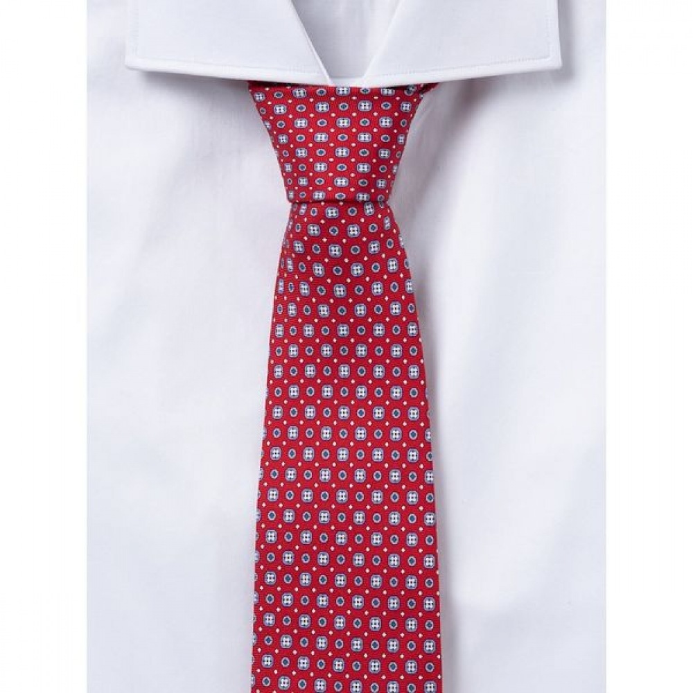 [ロガディス] シルクジオメトリックプリントオールオーバータイ (イタリア製) レッド (MA5181RM36)