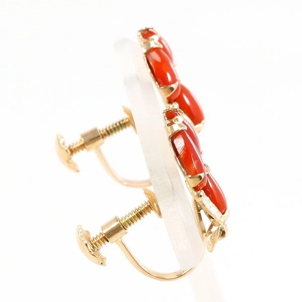 K18 18金 PG ピンクゴールド イヤリング サンゴ 総重量約3.0g ジュエリー 中古