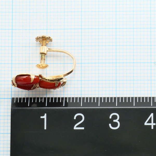 K18 18金 PG ピンクゴールド イヤリング サンゴ 総重量約3.0g ジュエリー 中古