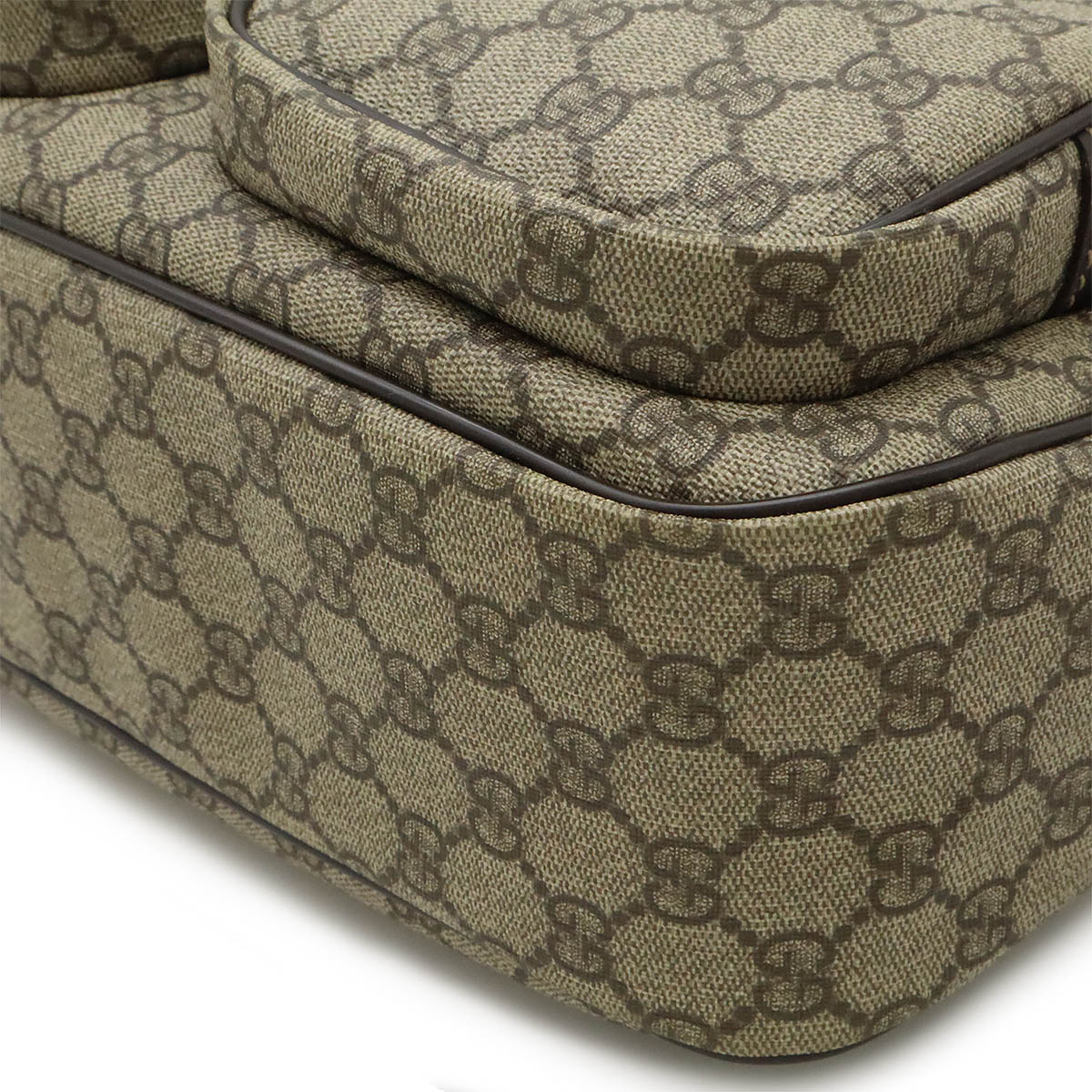 GGスプリーム GGプラス ショルダーバッグ 斜め掛け PVC レザー カーキベージュ 茶 ダークブラウン シルバー金具 24688