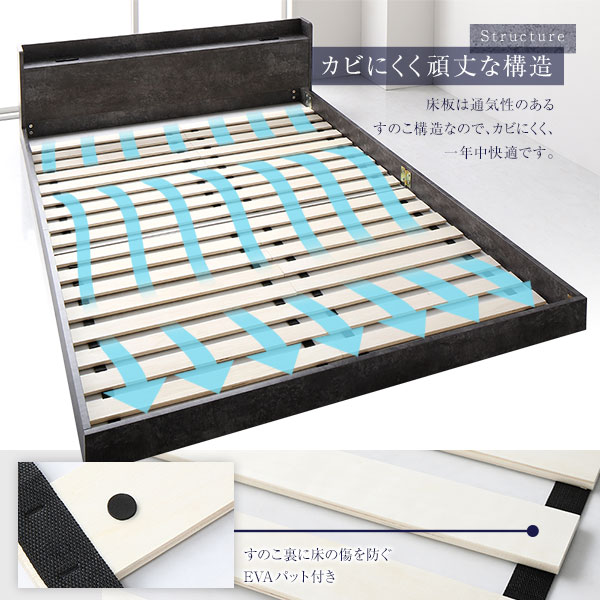 ベッド ダブル ボンネルコイルマットレス付き ストーングレー 低床 宮付き 棚付き コンセント付き すのこ フロアベッド ベッド ダブル ボンネルコイルマットレス付き ストーングレー 低床 宮付き 棚付き コンセント付き すのこ フロアベッド