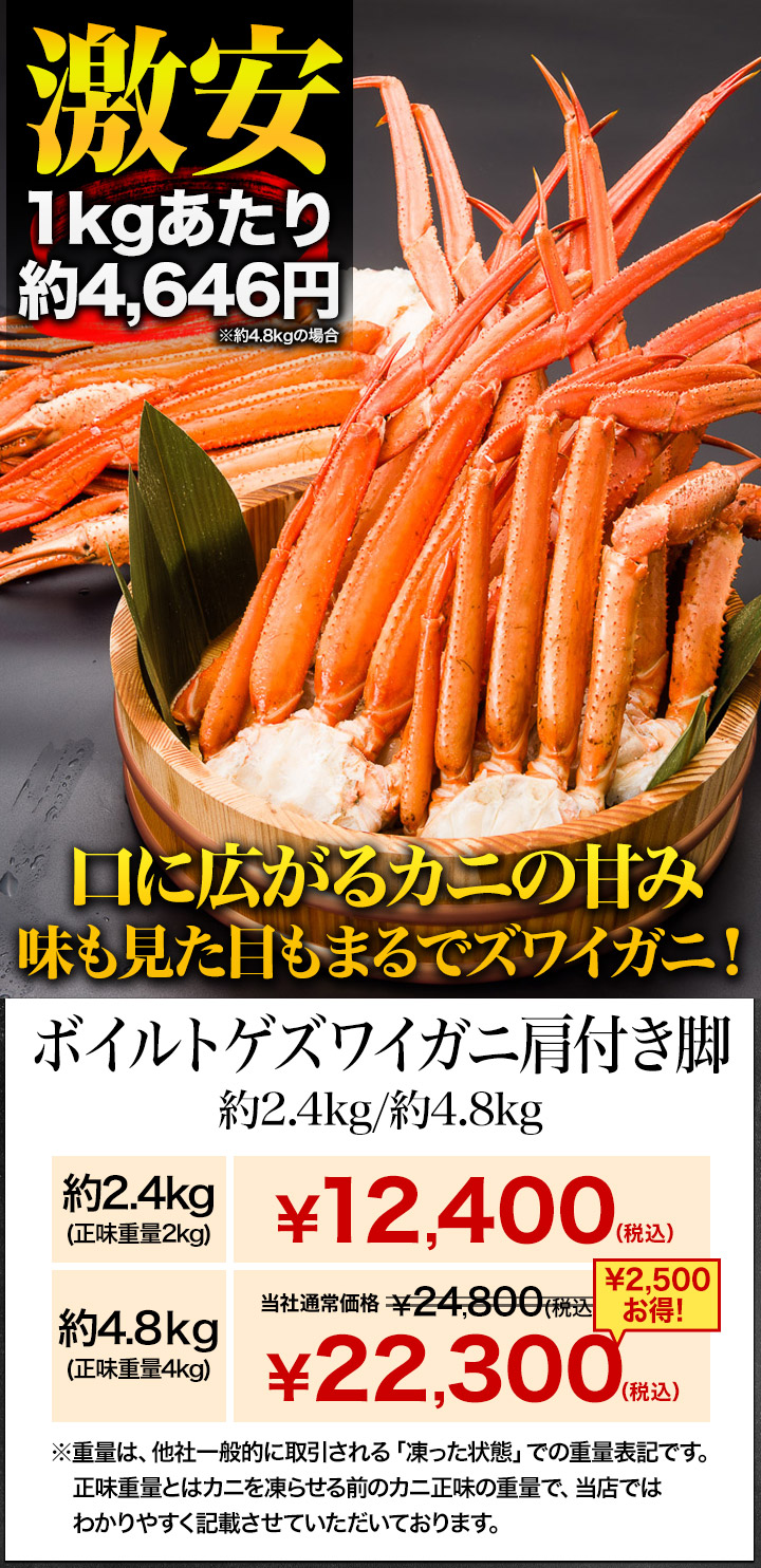 2.4kg ボイルトゲズワイ肩付き脚 トゲズワイ トゲズワイガニ カニ肩付き脚 とげズワイ ボイルズワイ かに茹で済
