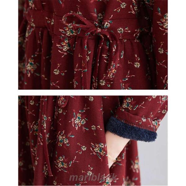 ワンピース レディース 裏起毛 冬 ロングワンピース 花柄 40代 長袖 マキシワンピース 裏ボア チュニック 秋 防寒 体型カバー 大きいサイズ ワンピース レディース 裏起毛 冬 ロングワンピース 花柄 40代 長袖 マキシワンピース 裏ボア チュニック 秋 防寒 体型カバー 大きいサイズ