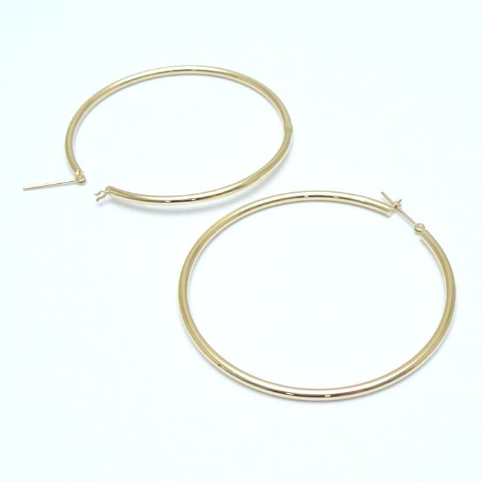フープ ピアス 5cm K18YG イエローゴールド/28075【中古】 フープ ピアス 5cm K18YG イエローゴールド/28075【中古】