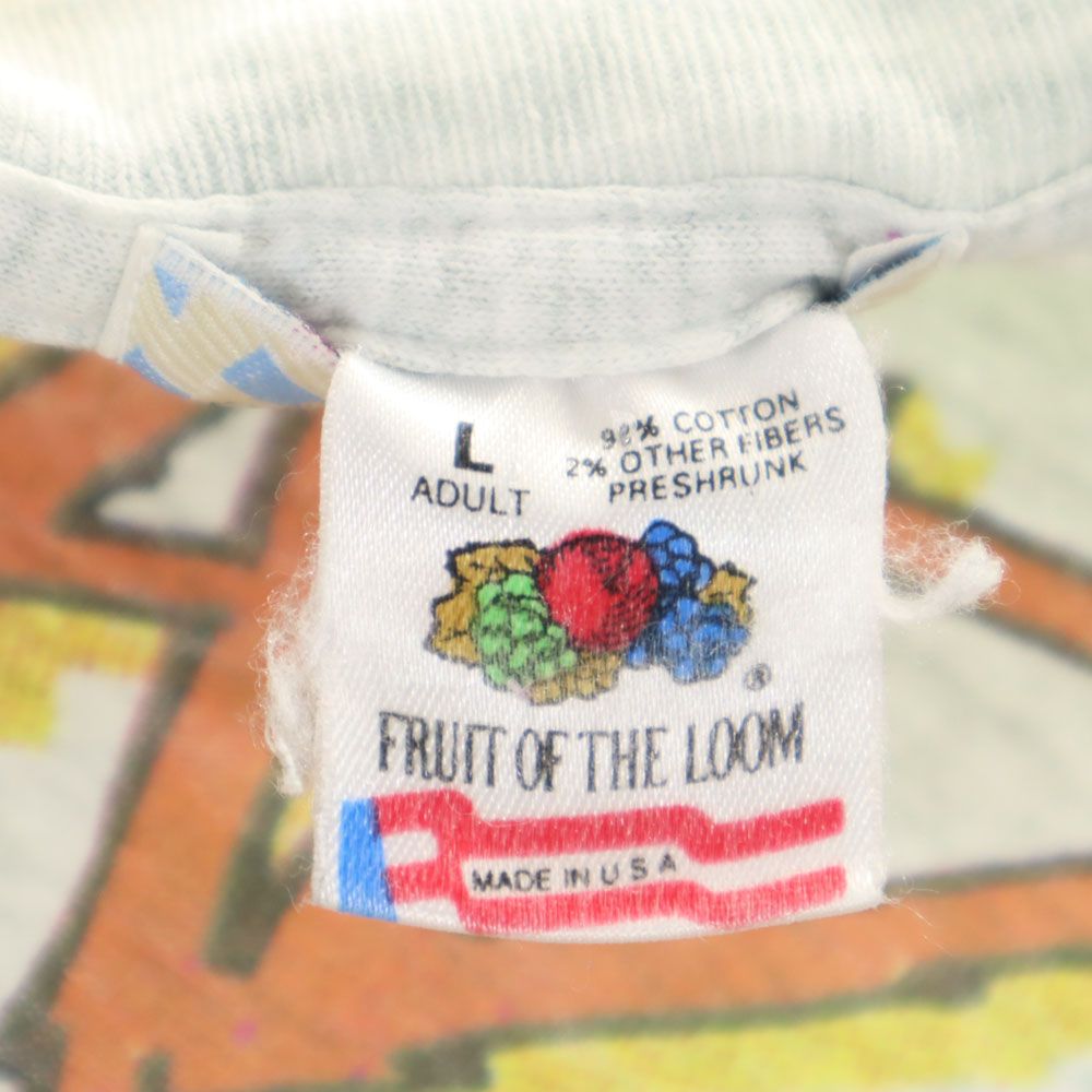 90s USA製 オールド フルーツオブザルーム プリント 半袖 Tシャツ L グレー メンズ 90s USA製 オールド フルーツオブザルーム プリント 半袖 Tシャツ L グレー メンズ
