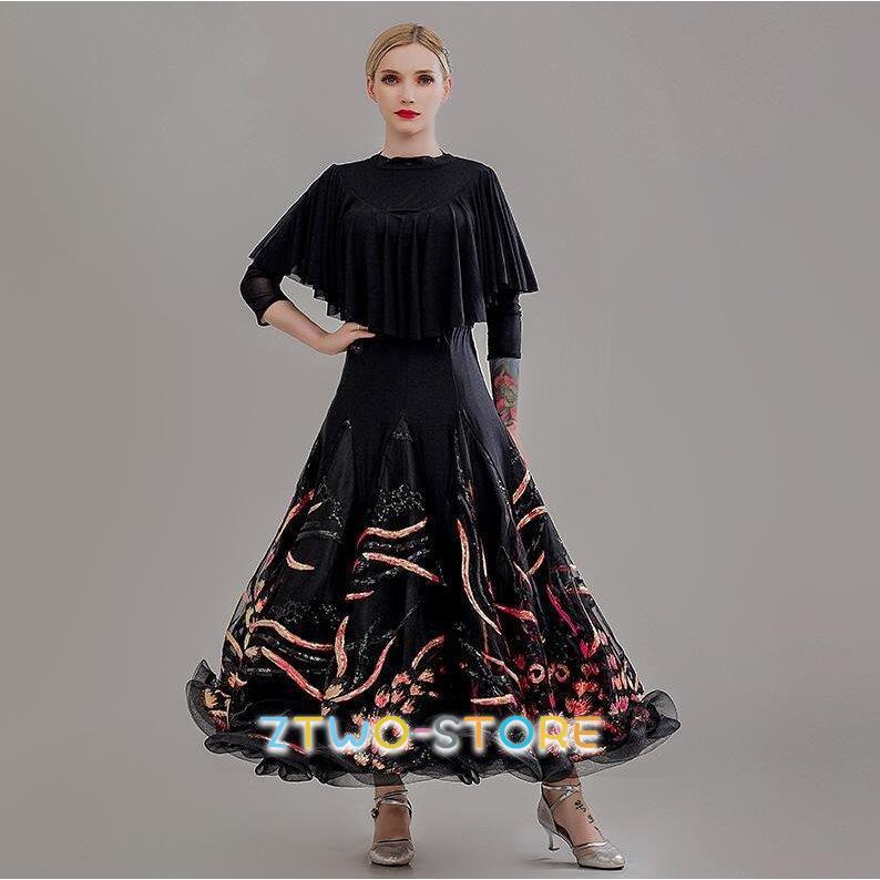 新しい子供用ダンスウェア モダンドレス 社交ダンスドレス ラテンドレス　ロングスカート　ダンスウエア　競技　デモ　ダンス衣装　ドレス単品 2枚購入で2514円OFF