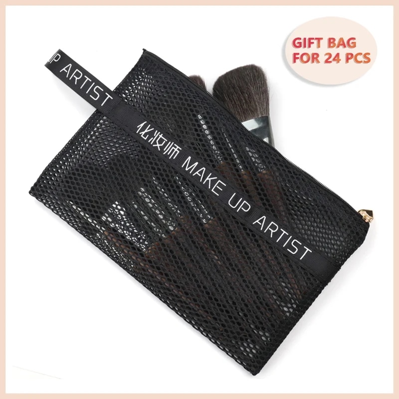 Ovw天然ヤギ毛メイクブラシセットプロキットbrocha maquillaje pedzleはmakijazuブレンド汚れブラシシェーダ 8pcs 24578111219