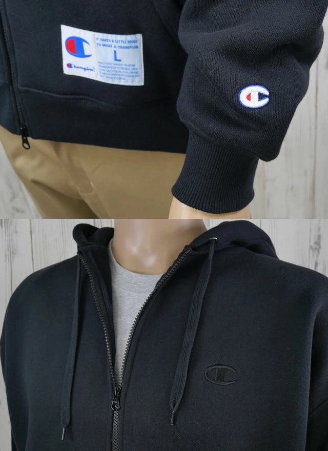 チャンピオン フーデッドスウェットシャツ メンズ C3-A109 パーカー レディース フード トップス トレーナー ジップアップ フーディー 裏起毛 長袖 防寒 カジュアル 無地 シンプル ロゴ ワ