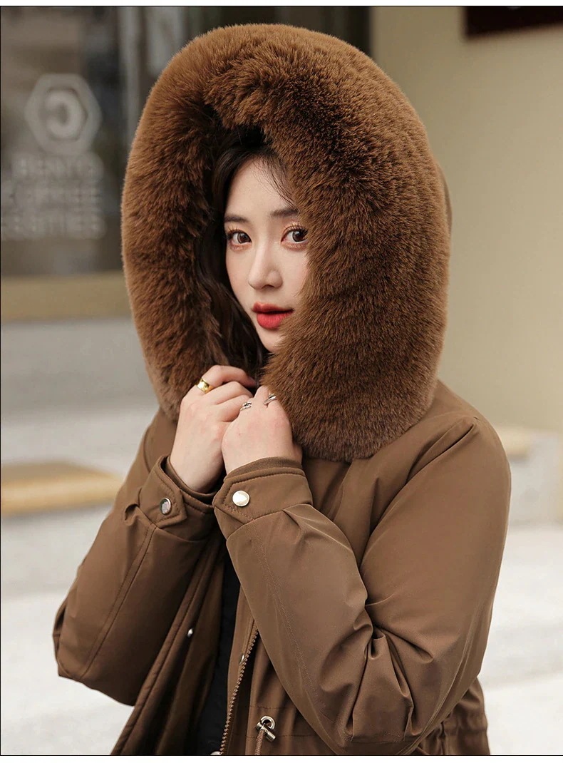 冬 軽量 暖かい 厚手 ファーカラー 中綿コート ウエスト引き締め アウター レディース アウター 大きいサイズ 裏起毛 ジャケット ダウン混綿ジャケット 福袋77