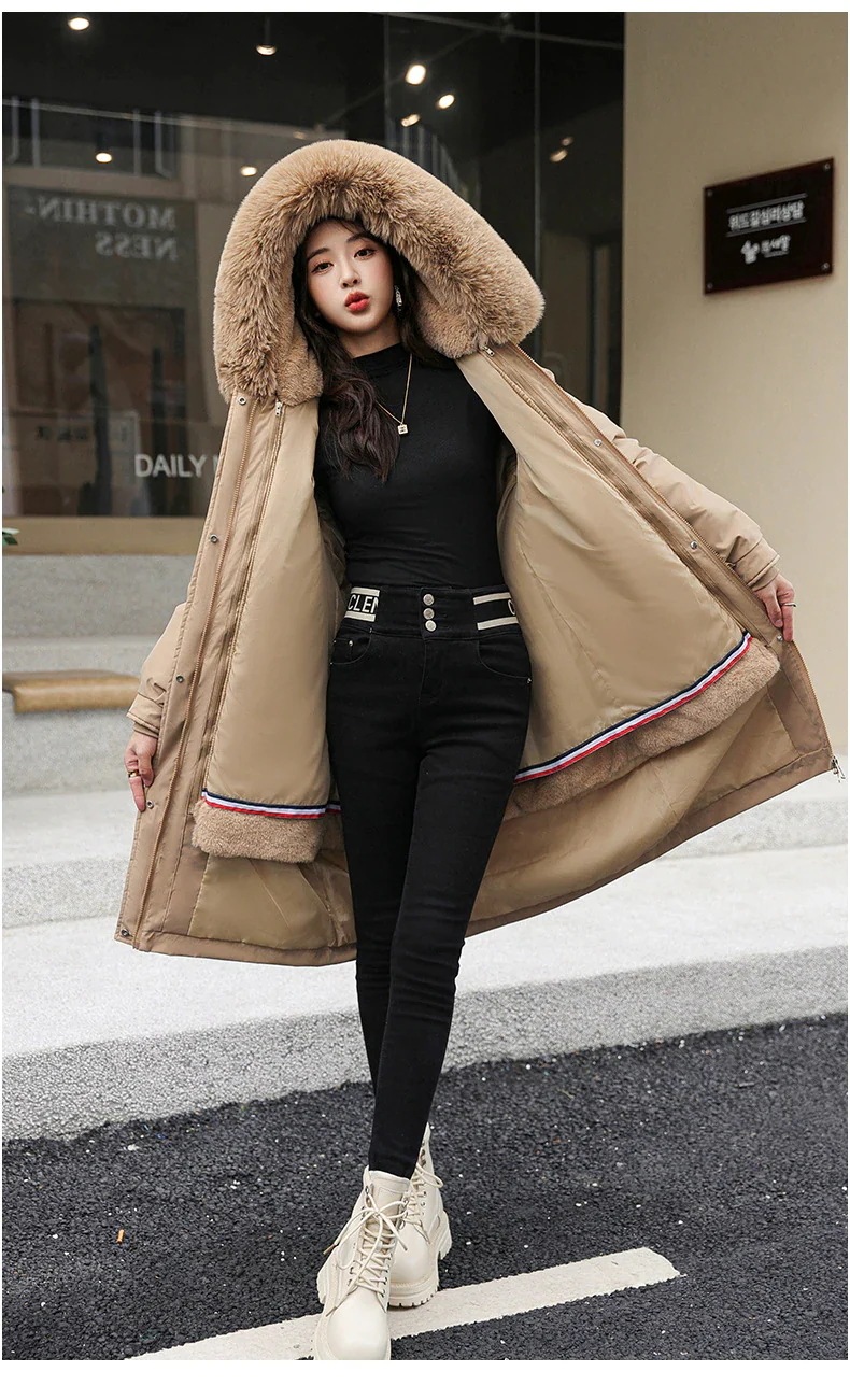冬 軽量 暖かい 厚手 ファーカラー 中綿コート ウエスト引き締め アウター レディース アウター 大きいサイズ 裏起毛 ジャケット ダウン混綿ジャケット 福袋77