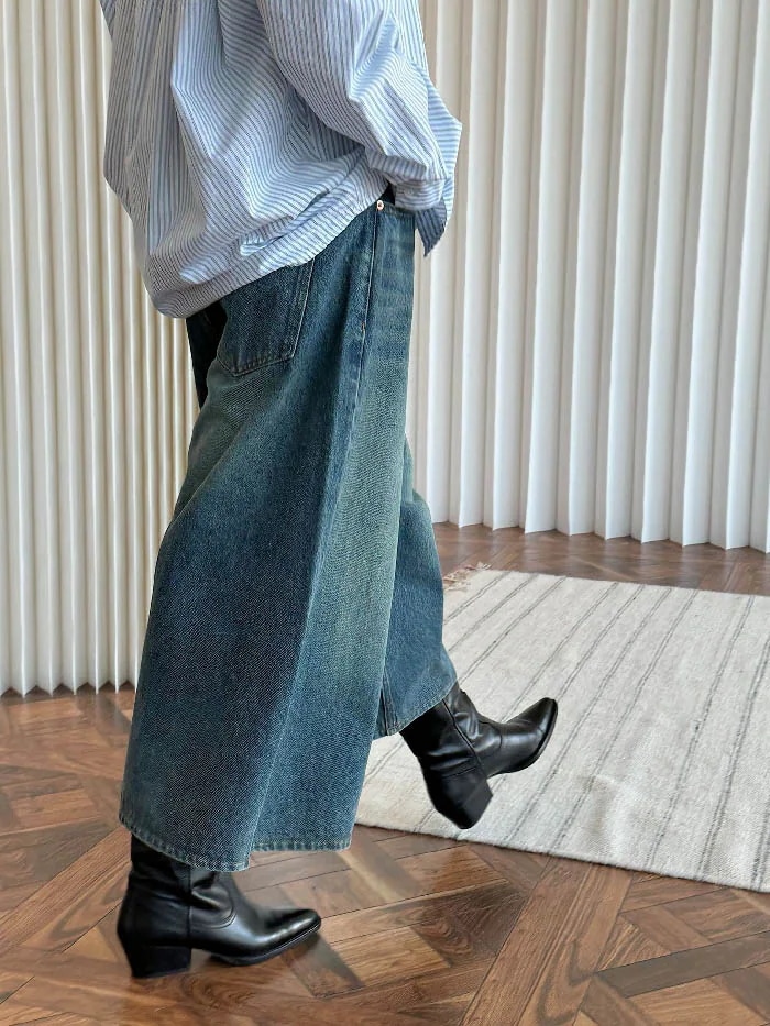 ワイドパンツ デニム 7分丈 レディース 春 秋 ガウチョパンツ デニムパンツ 体型カバー ジーンズ 7分丈パンツ 大きいサイズロング丈 おしゃれ ゆったり カジュアル ナチュラル カジュアル