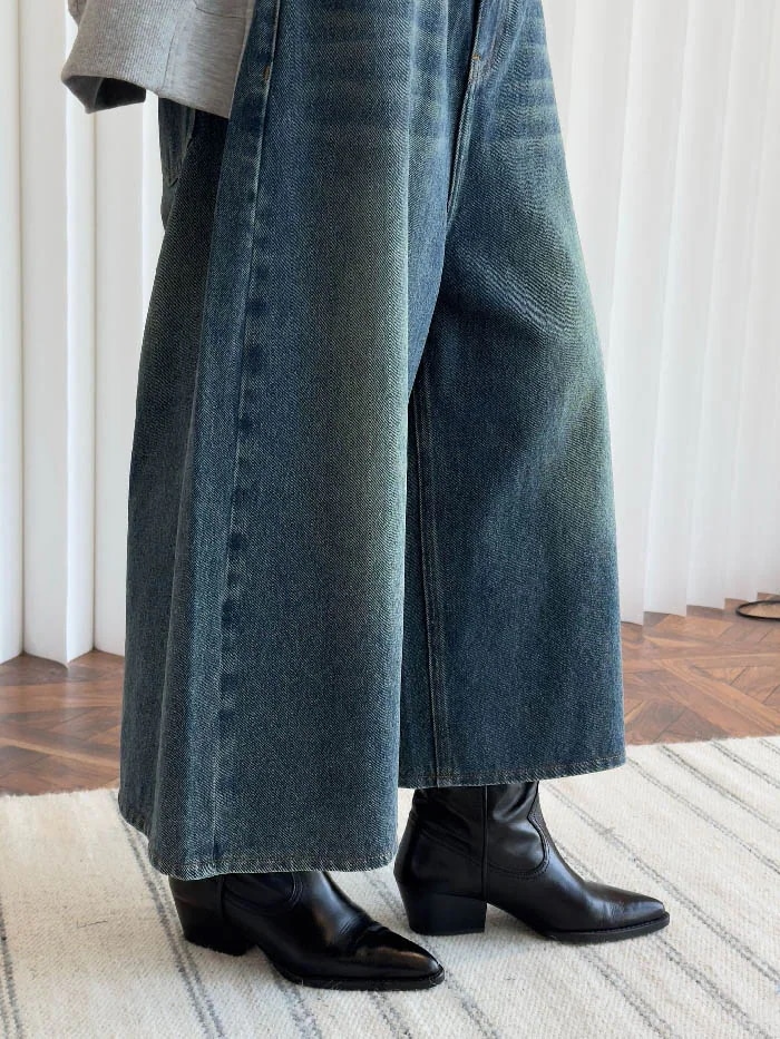 ワイドパンツ デニム 7分丈 レディース 春 秋 ガウチョパンツ デニムパンツ 体型カバー ジーンズ 7分丈パンツ 大きいサイズロング丈 おしゃれ ゆったり カジュアル ナチュラル カジュアル