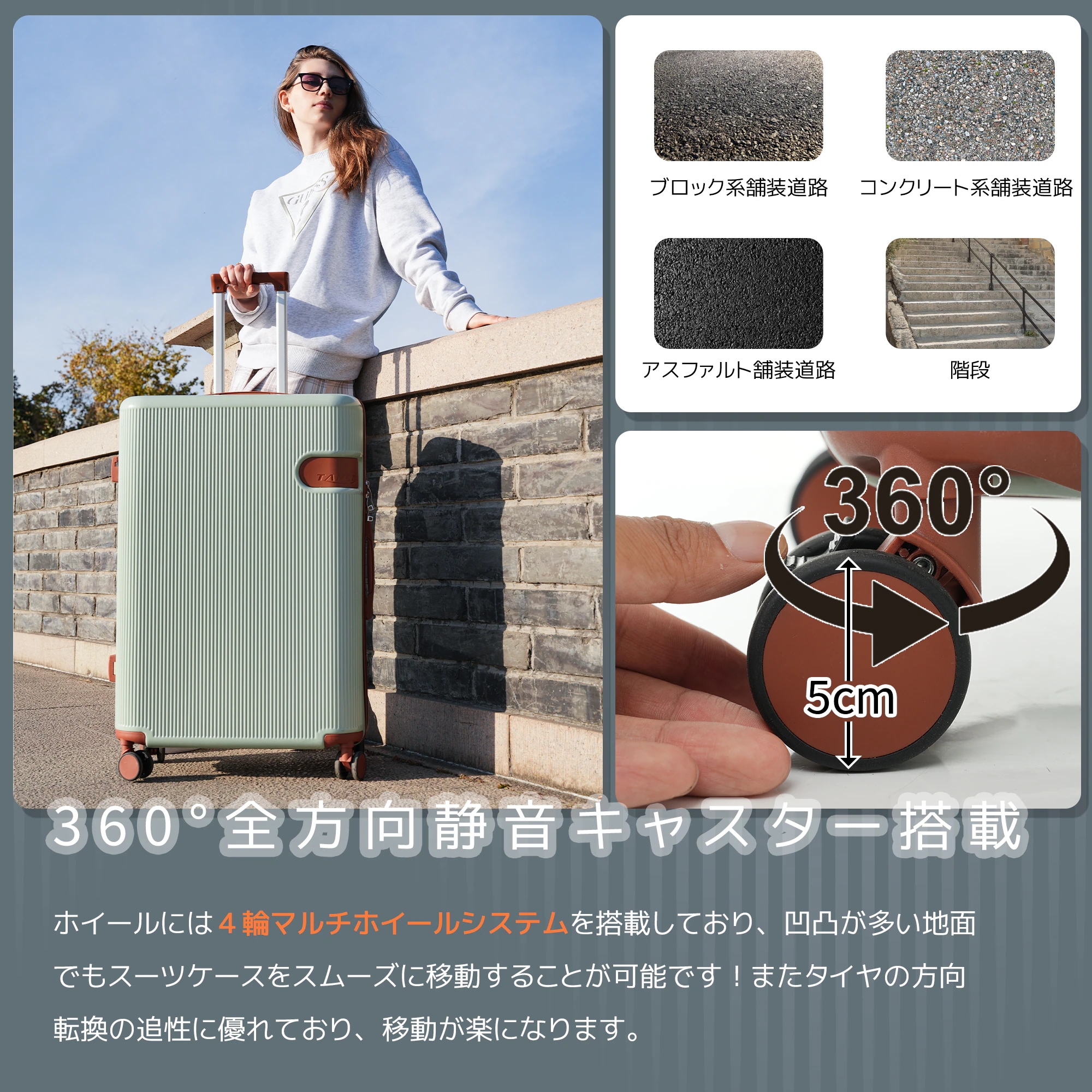 スーツケースキャリーバッグキャリーケースMサイズ小型超軽量ファスナー式TSAロック搭載フック機能付き360度回転旅行おしゃれ人気色