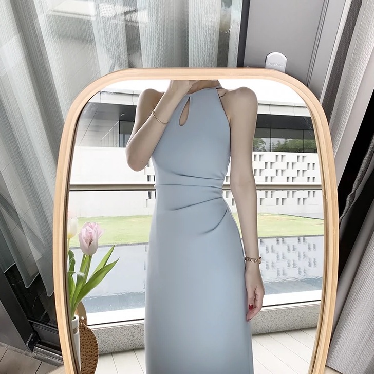 パーティドレス レディース ワンピース ロング 袖なし ノースリーブ ボートネック タイト スリム 細身 ストレート きれいめ シンプル 上品 おしゃれ かっこいい クール 存在感 フォーマル 無地