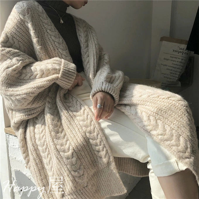 ニットカーディガン レデイース アウター 長袖 ロング丈 無地 ロングカーディガン 前開き 羽織り ケーブル編み レトロ 厚手 シンプル ゆったり 通勤 暖かい 秋新作 冬物 ニットカーディガン レデイース アウター 長袖 ロング丈 無地 ロングカーディガン 前開き 羽織り ケーブル編み レトロ 厚手 シンプル ゆったり 通勤 暖かい 秋新作 冬物