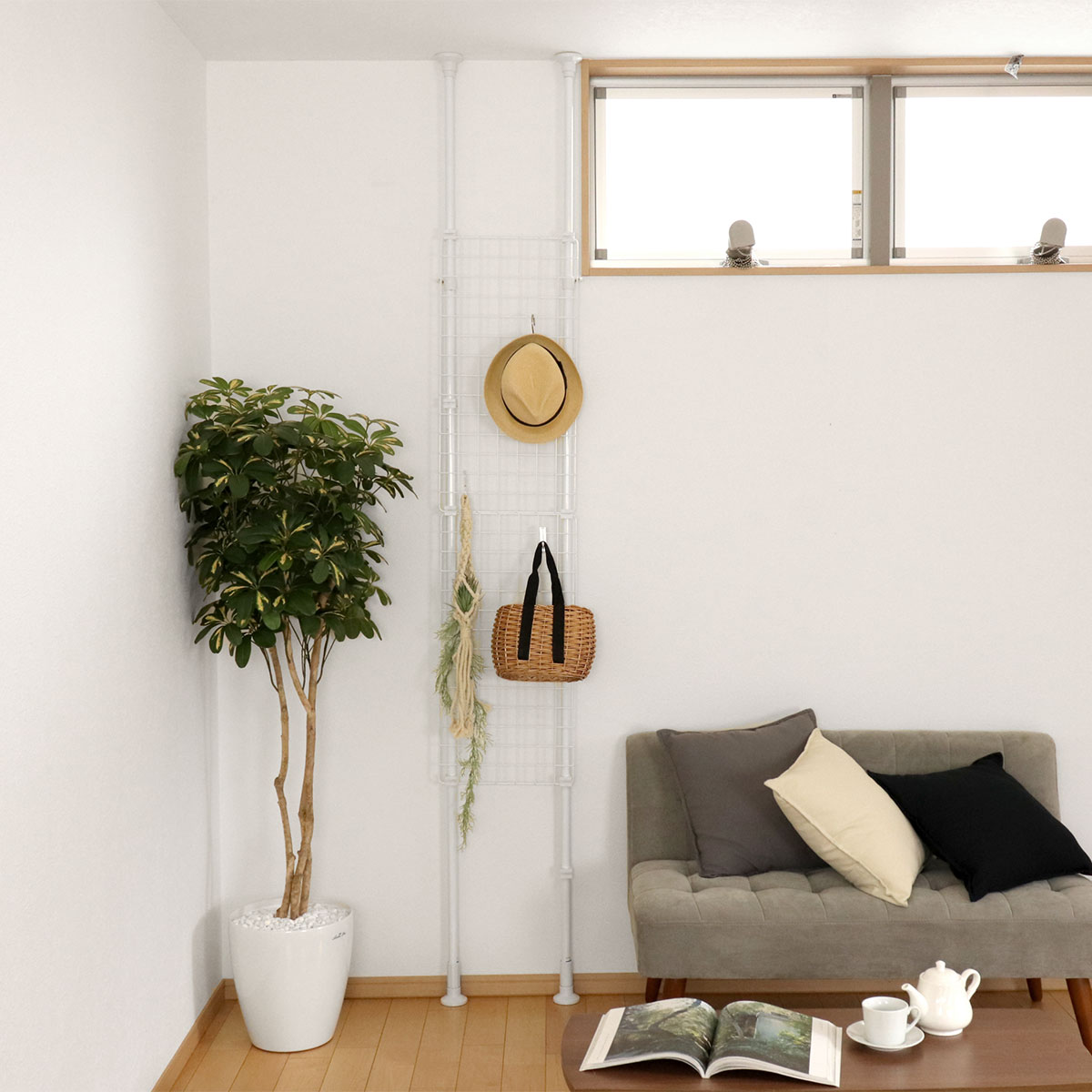 突っ張り パーテーション 突ぱりネット間仕切り 幅35cm 2台セット 突っ張りラック