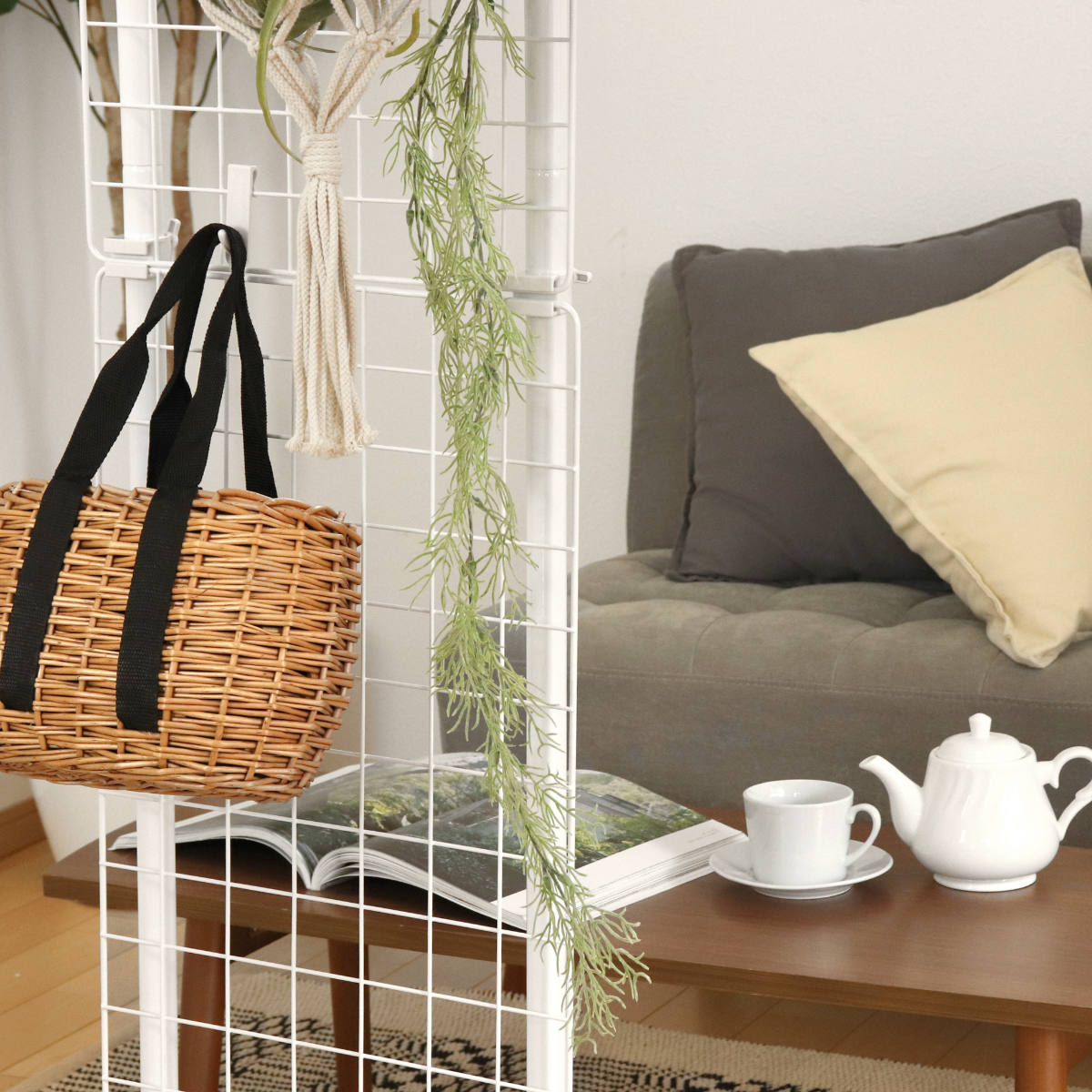 突っ張り パーテーション 突ぱりネット間仕切り 幅35cm 2台セット 突っ張りラック