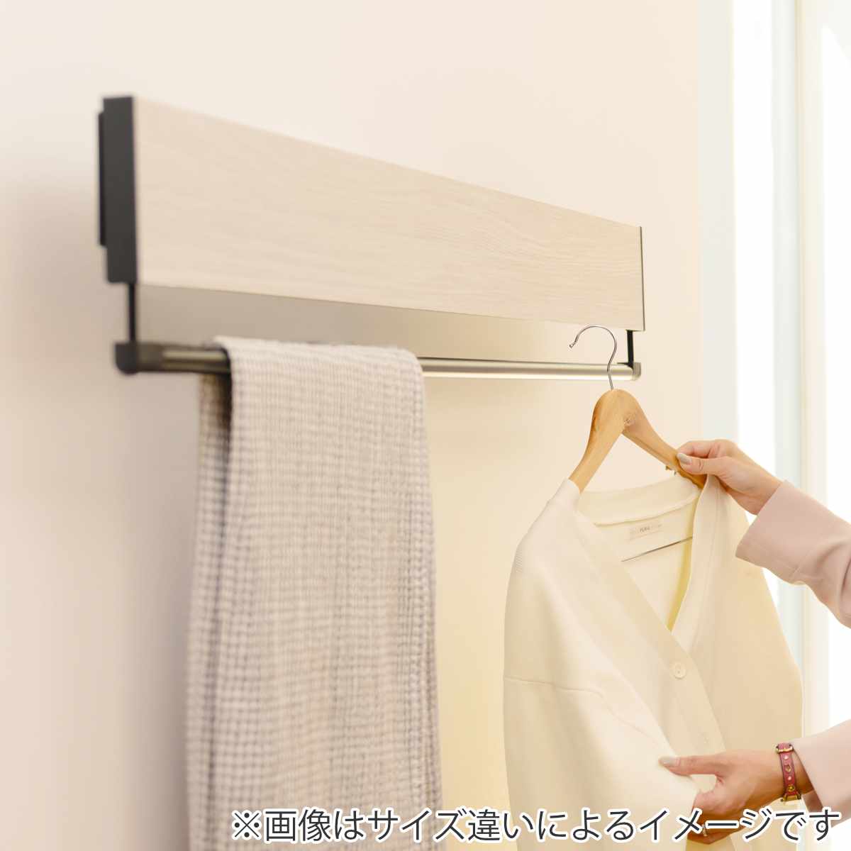 室内物干し DRY・WAVE インテリアハンガー スタンダード 幅60cm 衣類掛け インテリア ハンガー 展開式 ドライ・ウェーブ 日本製 インテリア物干し 60cm 壁付き 竿付き