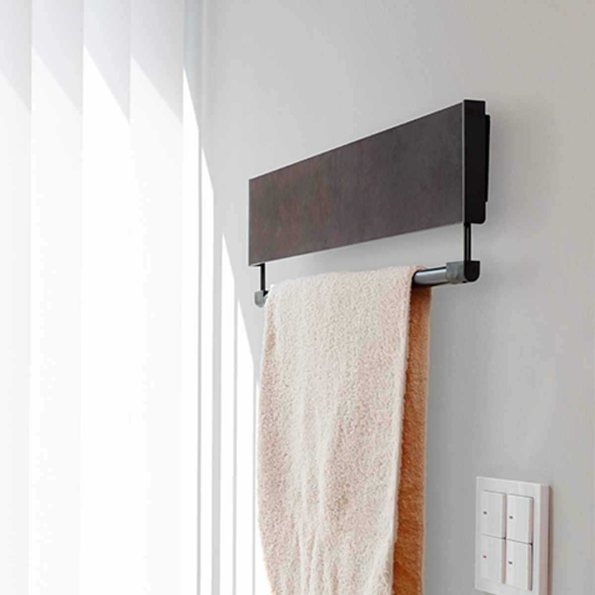 室内物干し DRY・WAVE インテリアハンガー スタンダード 幅60cm 衣類掛け インテリア ハンガー 展開式 ドライ・ウェーブ 日本製 インテリア物干し 60cm 壁付き 竿付き