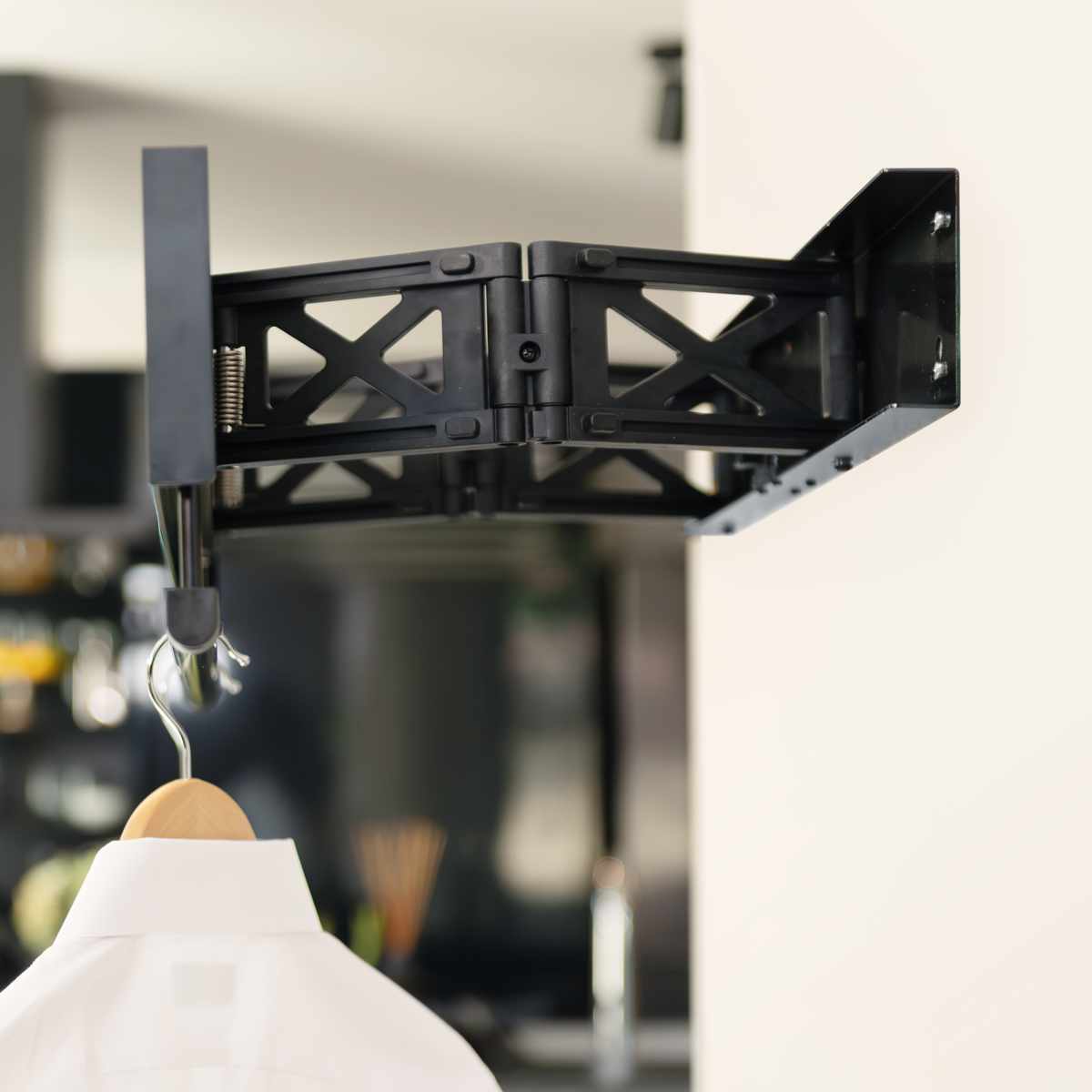 室内物干し DRY・WAVE インテリアハンガー スタンダード 幅60cm 衣類掛け インテリア ハンガー 展開式 ドライ・ウェーブ 日本製 インテリア物干し 60cm 壁付き 竿付き