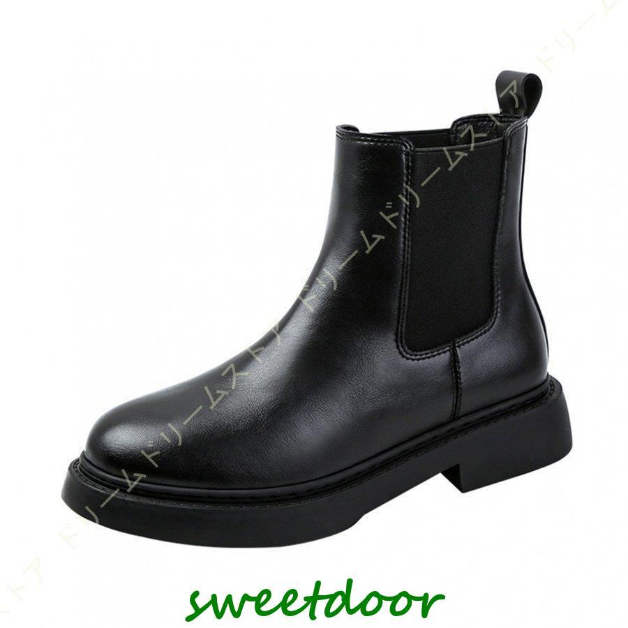 ショートブーツ レディース 本革 レザー 黒 ショート サイドゴア ローヒール 美脚 秋 冬 オシャレ ヒール 3cm ブーツ カジュアル アンクルブーツ