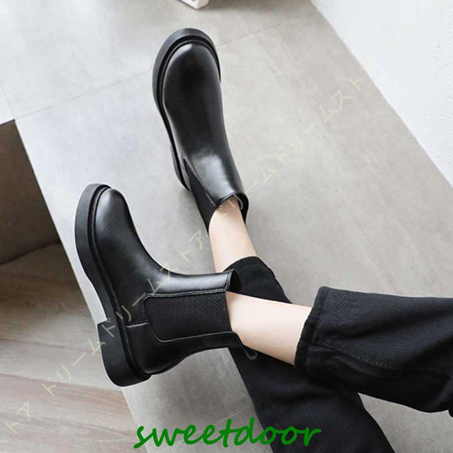 ショートブーツ レディース 本革 レザー 黒 ショート サイドゴア ローヒール 美脚 秋 冬 オシャレ ヒール 3cm ブーツ カジュアル アンクルブーツ