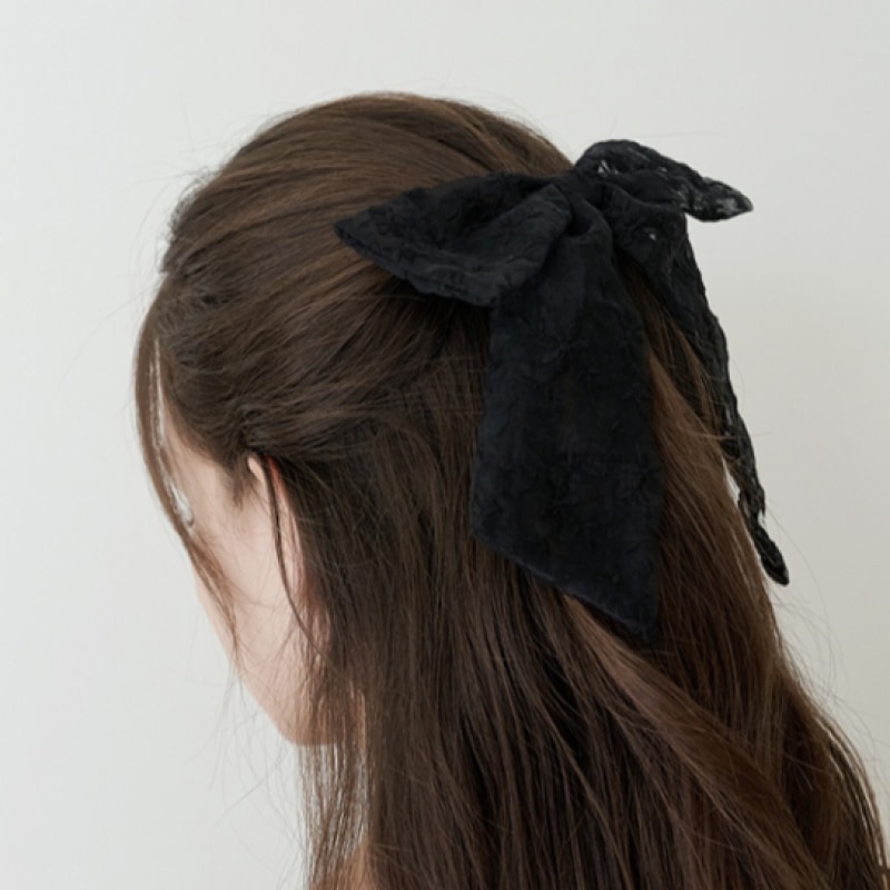 キンダベイビーフローリア刺繍リボンピン-ブラック