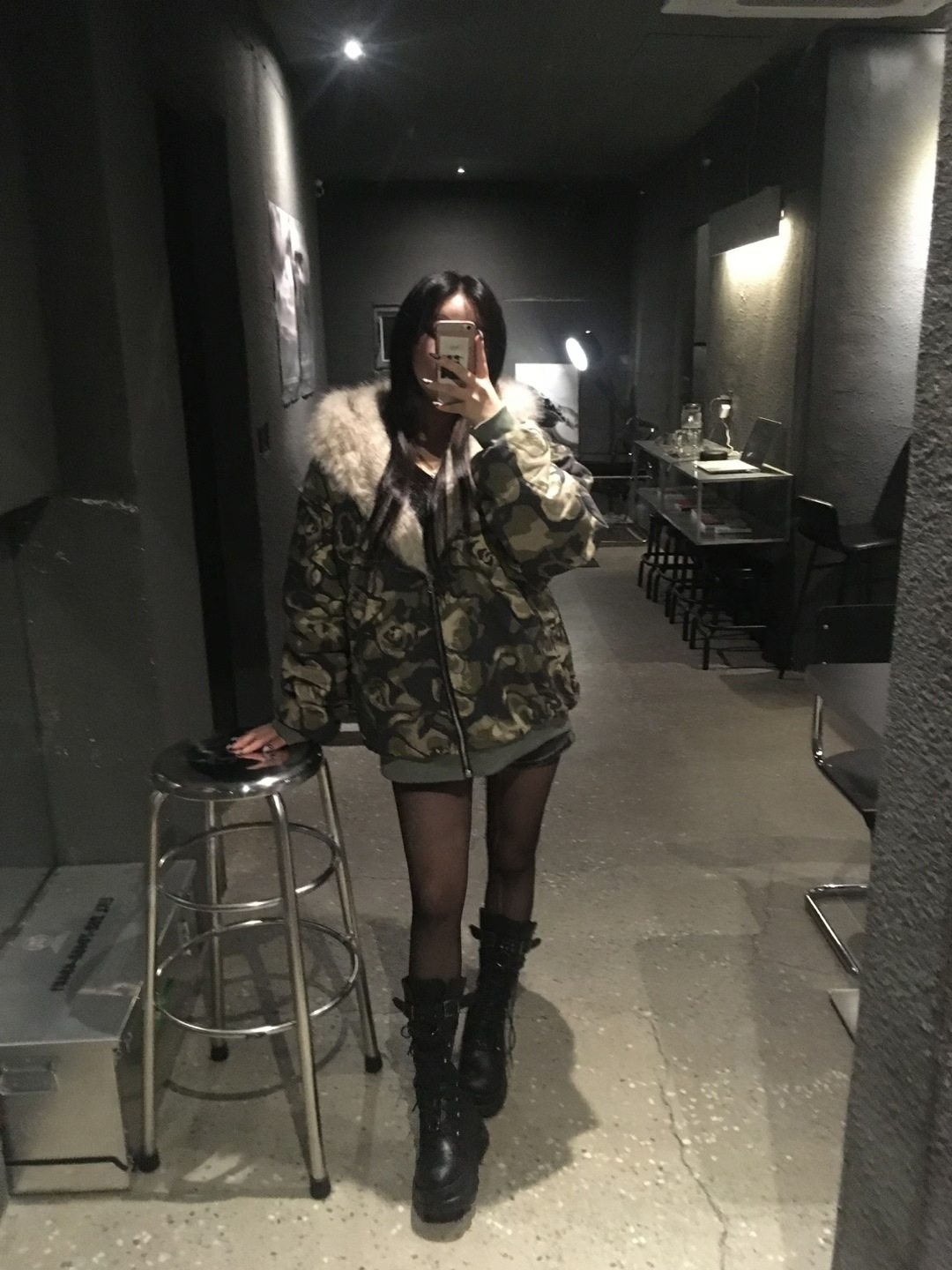 [高品 質][y2k/フィットミーチム/ハイクオリティ] 1147. カモ ファー キルティング ダウン フード ダウン キルティングダウン オーバーフィット ルーズ y2k デイリー 冬 アウター