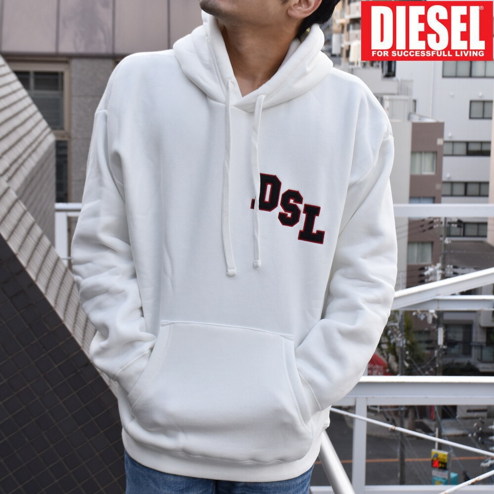 ディーゼル パーカー メンズ フーディー プルオーバーパーカー ルーズフィット ホワイト 白 DIESEL S-UMMER-B15[a03508gcab]