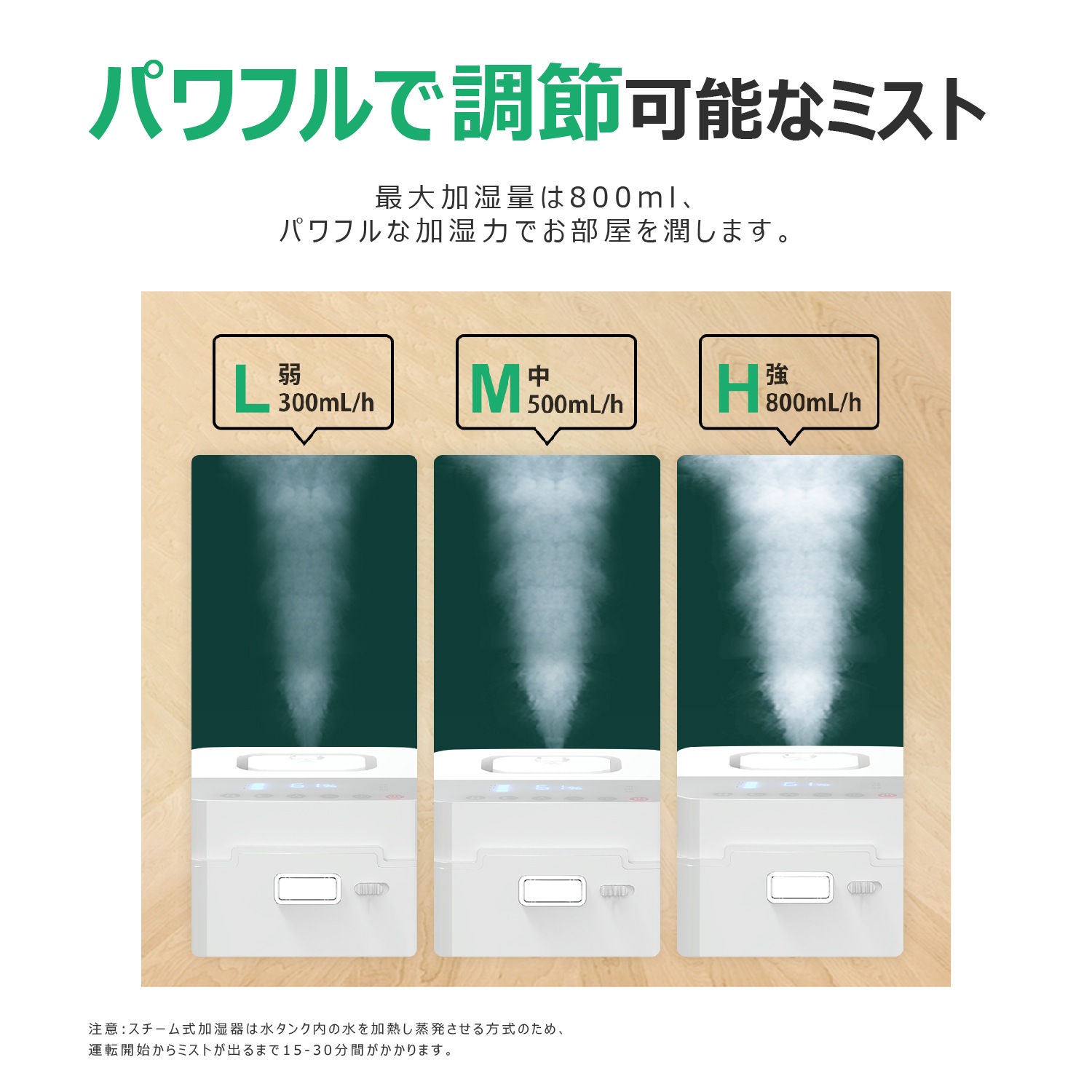スチーム式 加湿器 分解洗浄 加熱式 大容量 3.3L 加湿器 卓上 上から給水 100℃高温除菌 20叠 30畳 お手入れ簡単 静音 恒湿 ミスト3段階 空焚き防止 寝室/リビング/オフィス 業務用