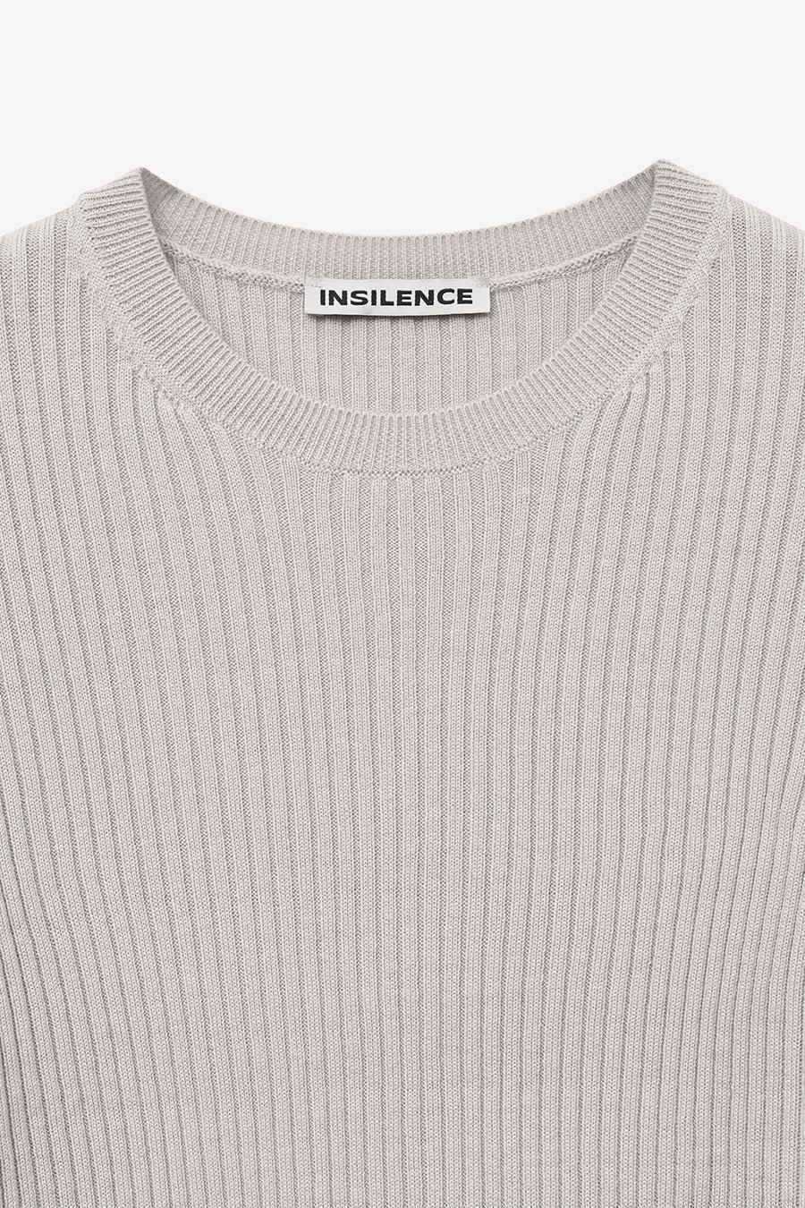 【INSILENCE】 RIBBED STRAP KNITWEAR : ASH BEIGE