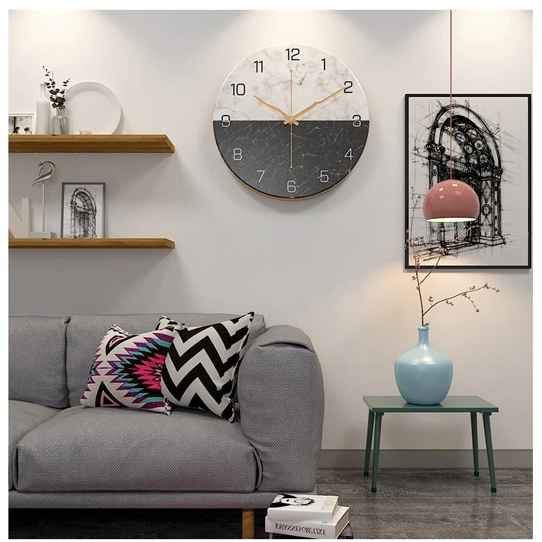 【急速出荷!】壁掛け時計 大理石柄 ウォールクロック 壁掛け時計 クロック インテリア おしゃれ 掛け時計 壁掛け モダン 新築祝い 透かし ギフト 電池 静音 30cm