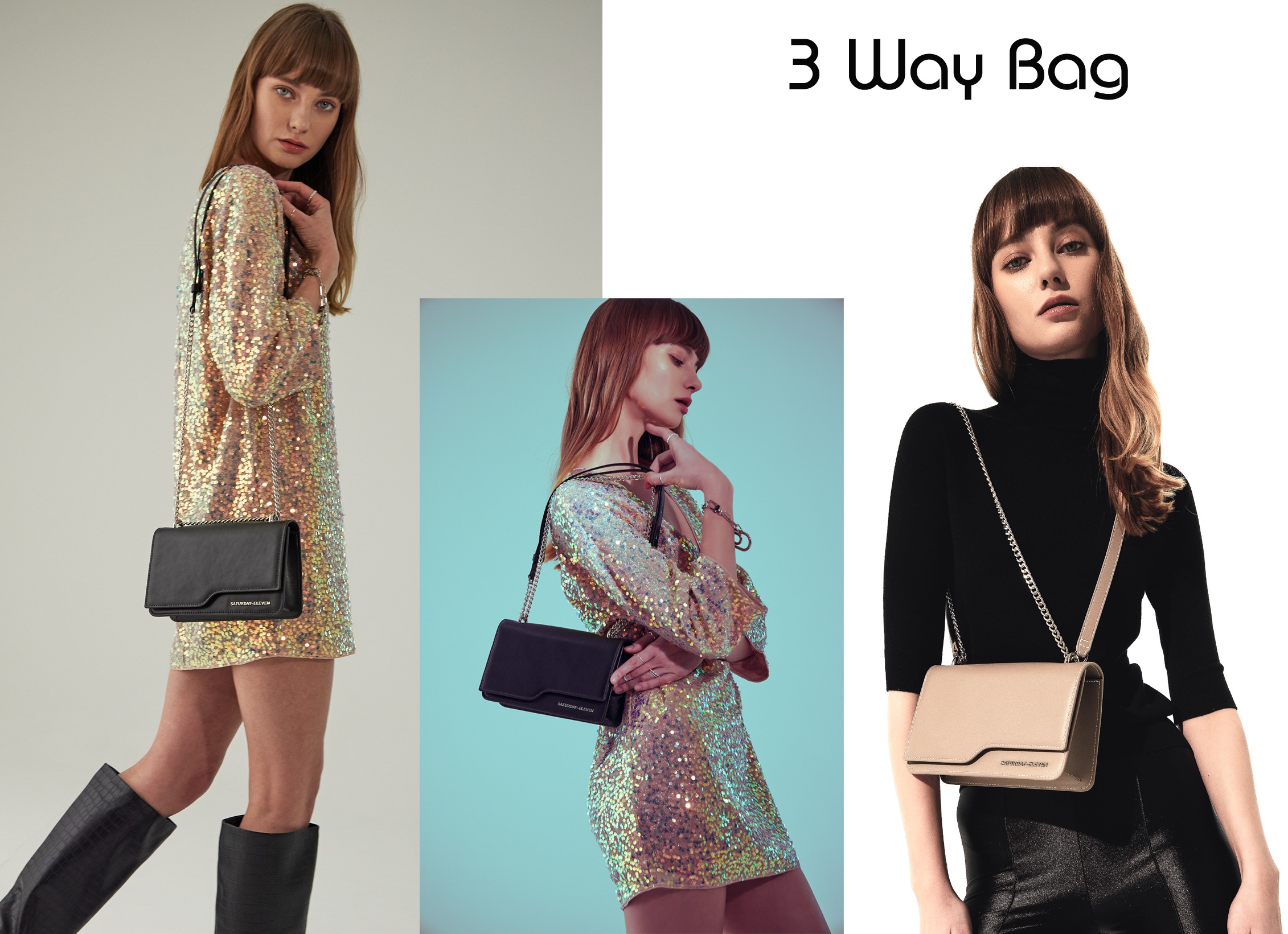 気分や服装に合わせて3Wayに使える「AIOLA BAG」ブラウン色 気分や服装に合わせて3Wayに使える「AIOLA BAG」ブラウン色