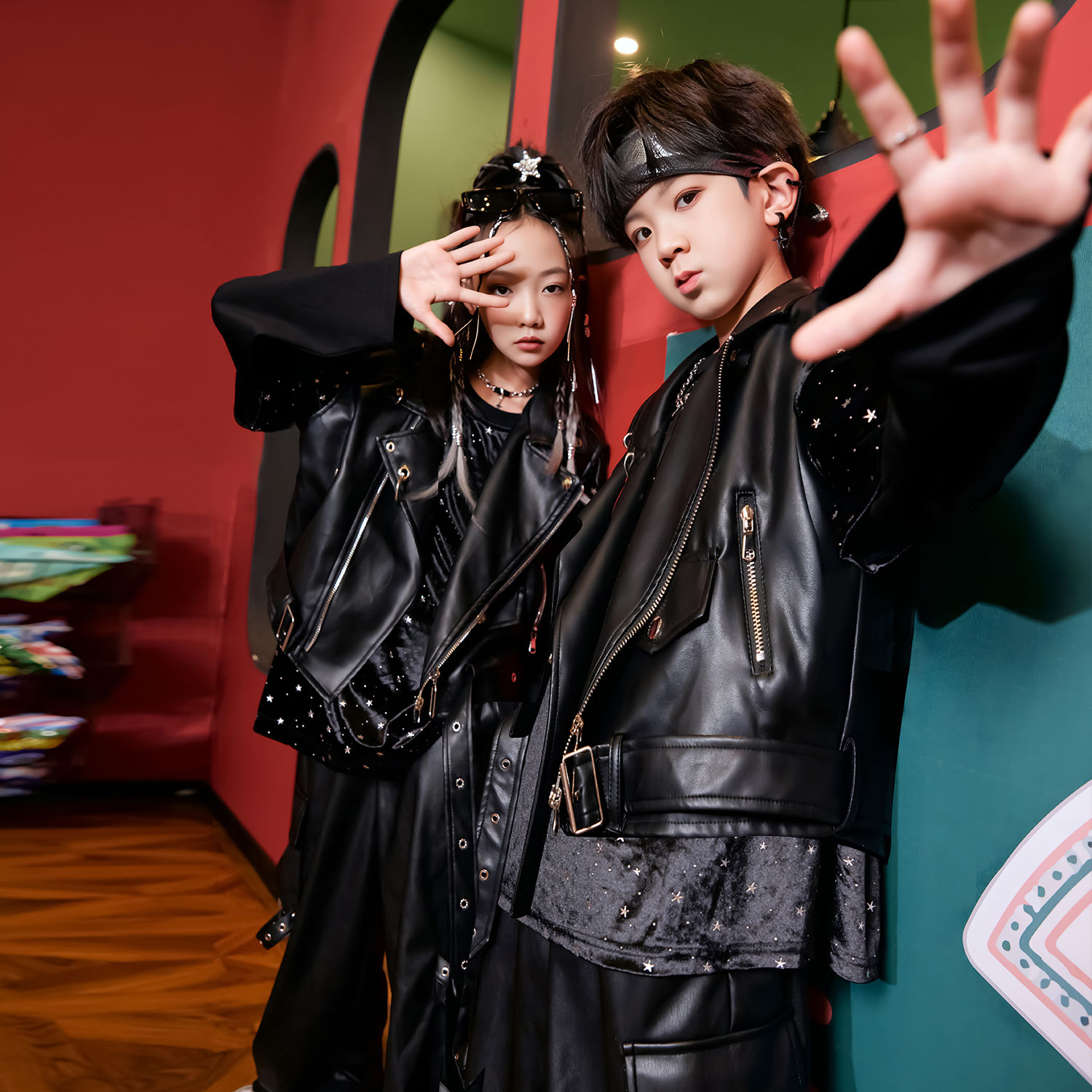 【ファッションブランドスタイル】子供用ドラム衣装男女子供のごろつきかっこいいストリートダンス衣装セット子供用ヒップホップhiphop衣装