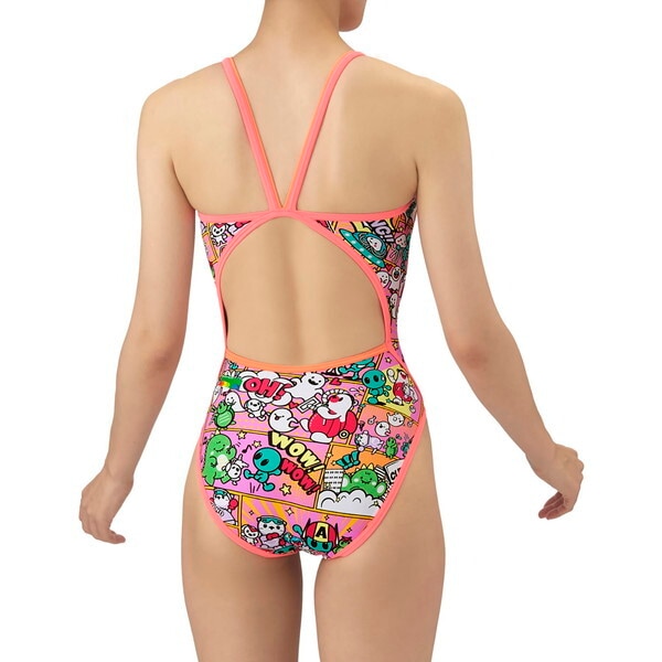 アリーナ 水泳 レディース トレーニングワンピース(オープンバック) ピンク×オレンジ L AS5FWM13L PKOR