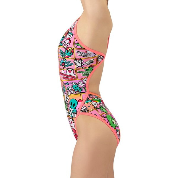 アリーナ 水泳 レディース トレーニングワンピース(オープンバック) ピンク×オレンジ L AS5FWM13L PKOR