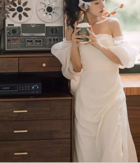 レディース ドレス イブニングドレス ウエディングドレス ウェディング パーティー 結婚式 二次会 ロング マキシ 袖なし ノースリーブ オフショル プリンセスライン スリム 細身 ハイウエスト