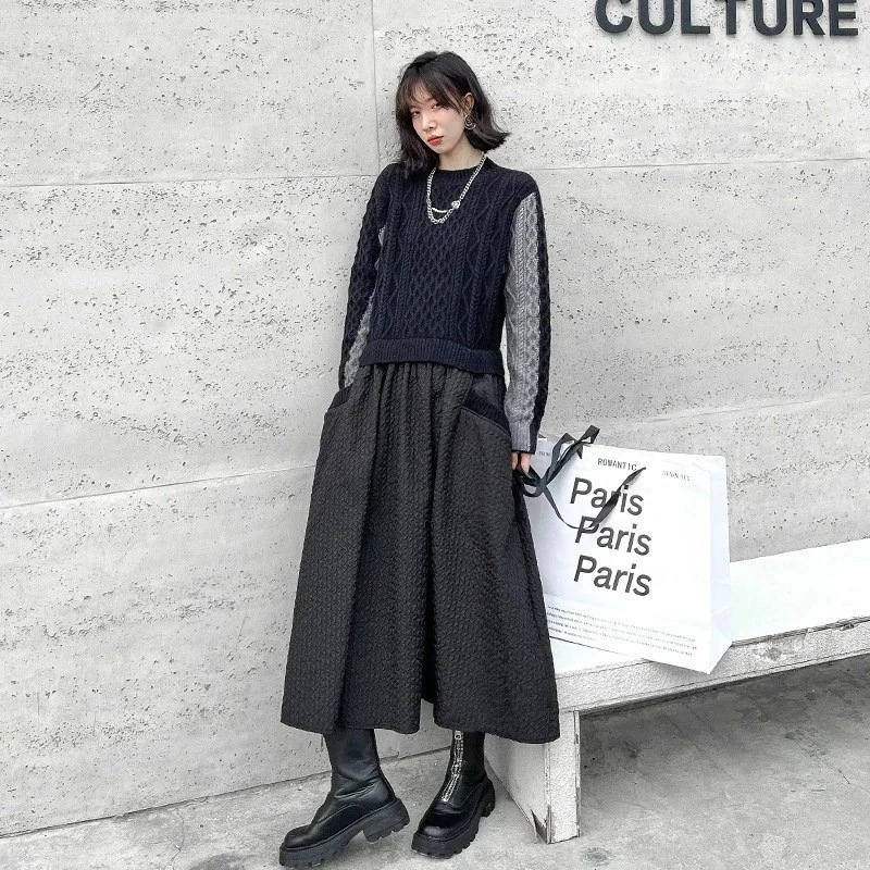 【急速発送】ワンピース ゆったり ロングワンピース ニットワンピース 切り替え おしゃれ 新作