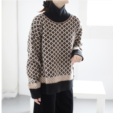 ニット セーター 魅せる トップス プルオーバー ブラック 黒 レギュラー丈 袖あり 長袖